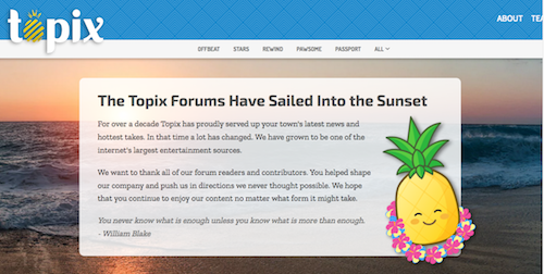 image of topix forum gone in 2019